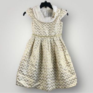 Jona Michelle Formal Dress Button Back w/Faux White Fur Size 10!